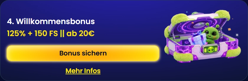 Trino Casino 125% + 150 FS welcome bonus banner