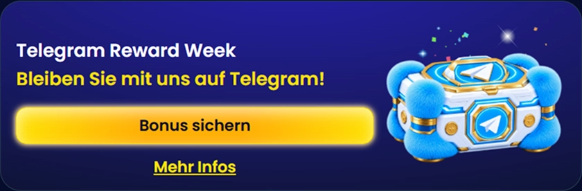 Telegram Reward Week bonus banner with 'Bonus sichern' button