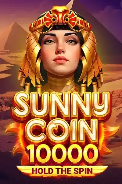 Sunny Coin 10000 Hold the Spin slot game with Egyptian queen and pyramids