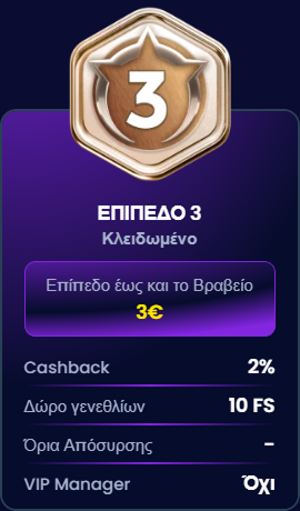 Trino Casino Level 3 locked VIP status with bonus details